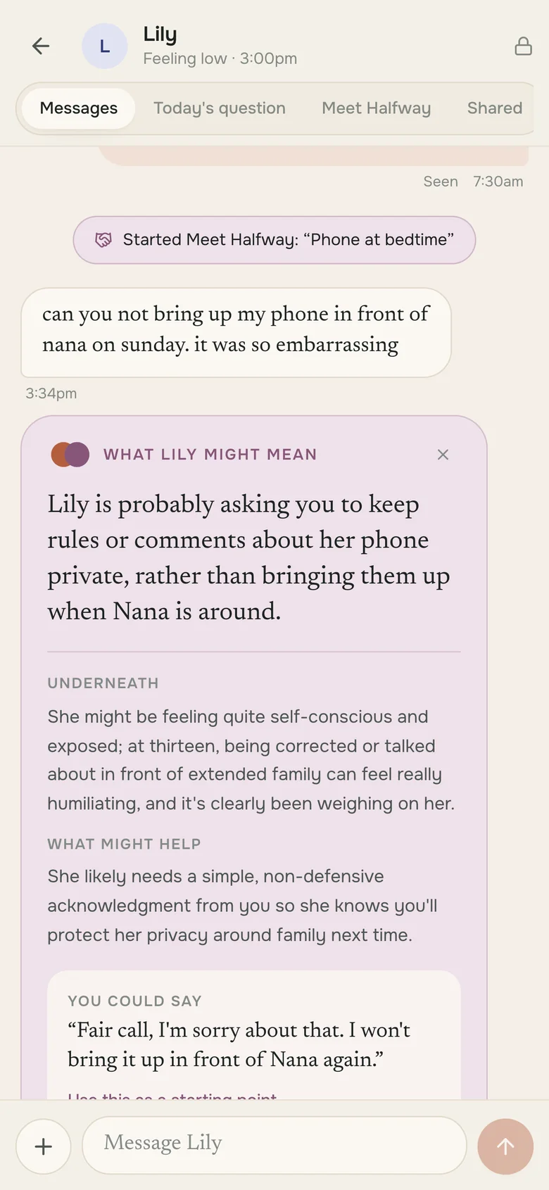 A parent's view: the translator explaining their daughter's message
